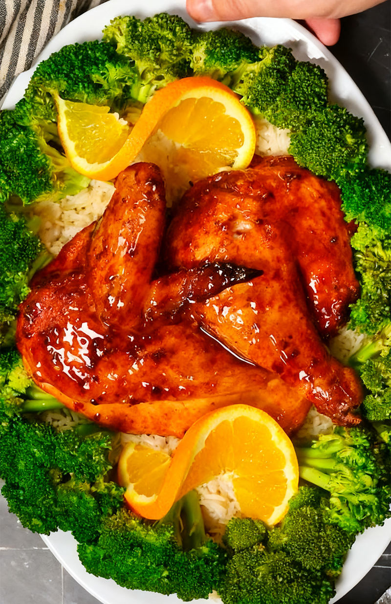 Pollo ahumado a la naranja