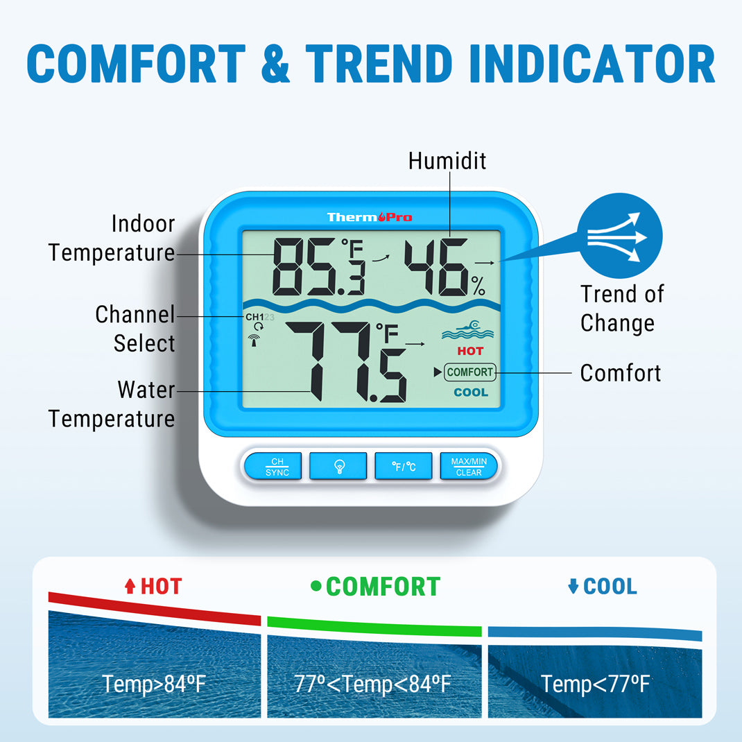 ThermoPro TP211B Digital 500-ft Wireless Pool Thermometer