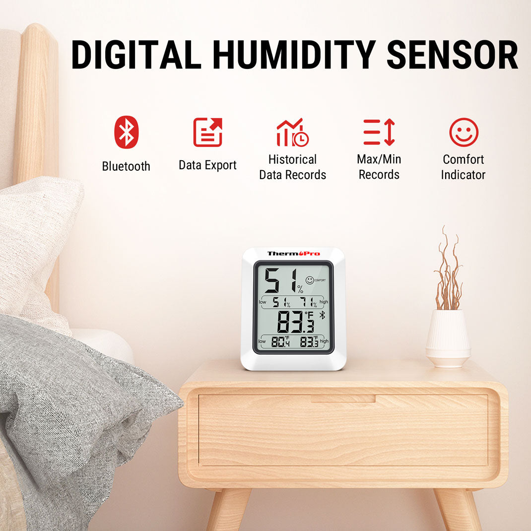 TP350 Lot de 2 thermomètres hygromètres Bluetooth pour la maison