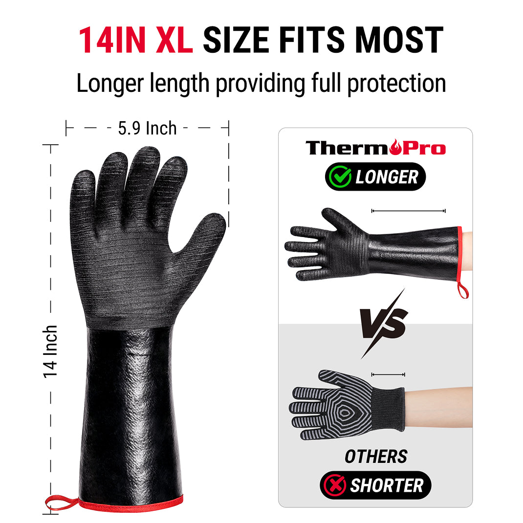 Guantes impermeables TP100 de 14" con resistencia al calor de 932 °F