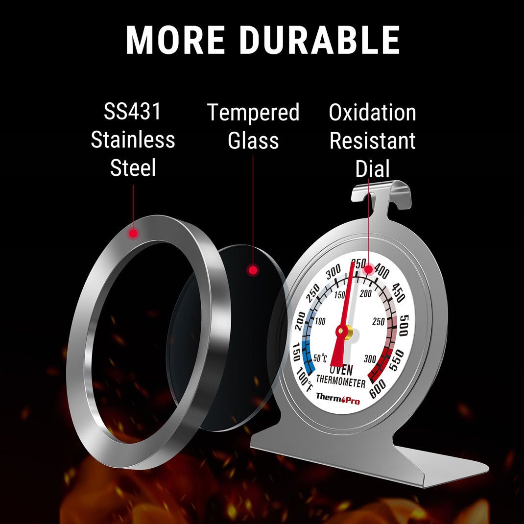ThermoPro AOT200 2-Pack Oven Thermometers, 0-300°C/100-600°F Smoker Temperature Gauge