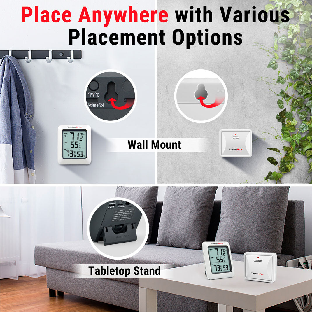 Termómetro higrómetro inalámbrico TP60B con 3 sensores