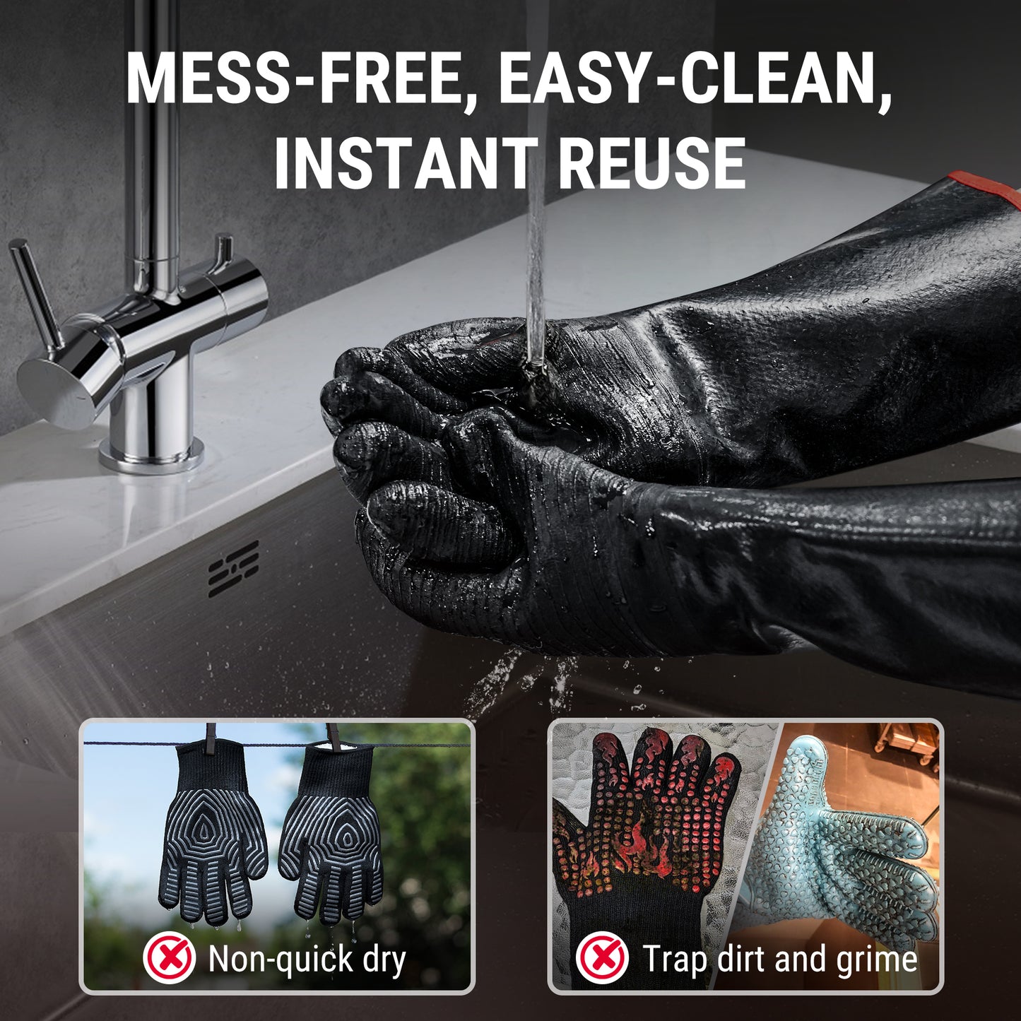 Guantes impermeables resistentes al calor TP100L de 932 °F