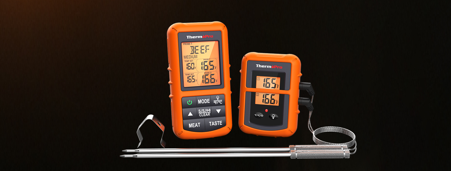 TP20B Orange Wireless Meat Thermometer with 2 Probes