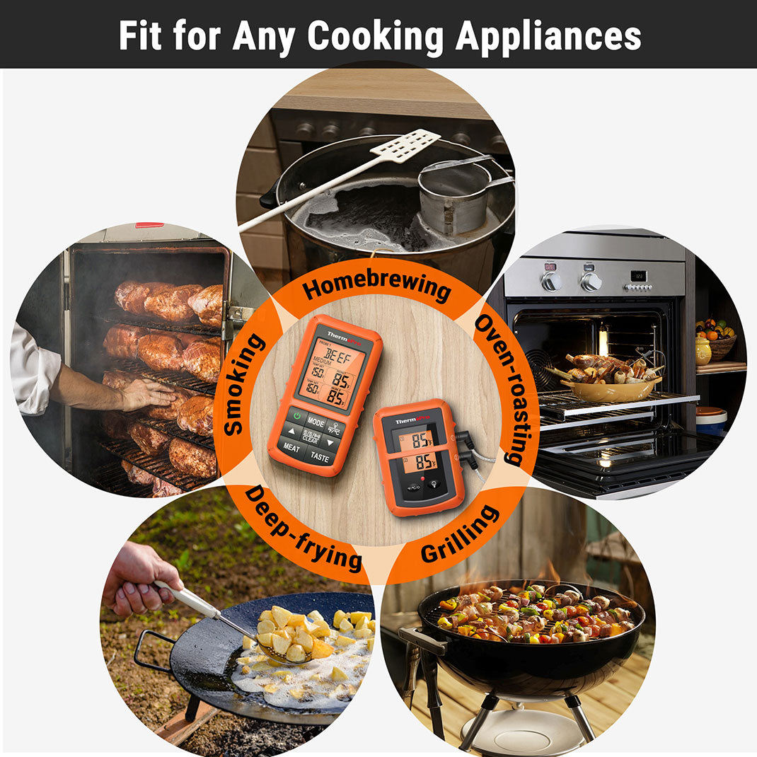 TP20B Orange Wireless Meat Thermometer with 2 Probes