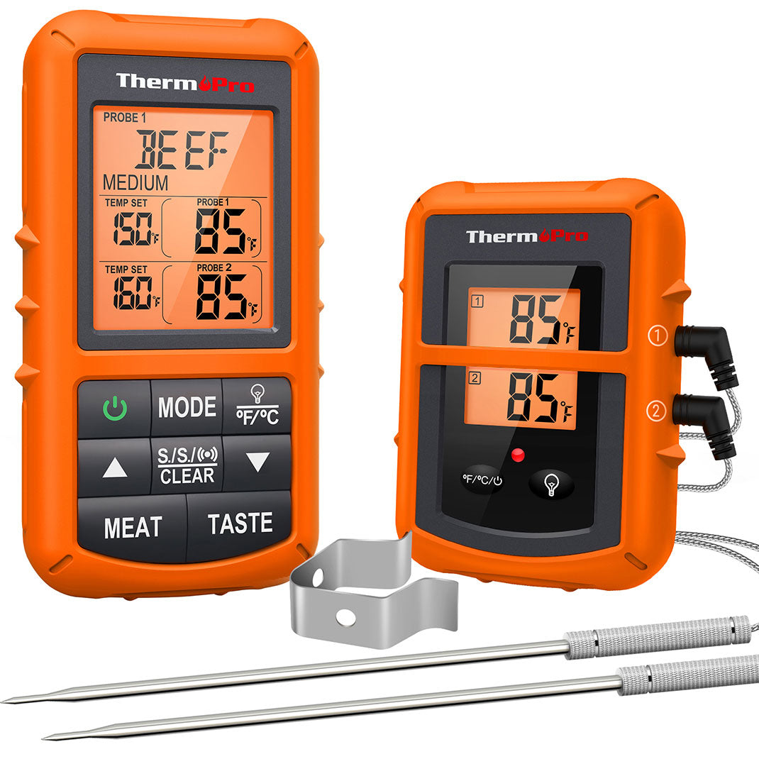 TP20B Orange Wireless Meat Thermometer with 2 Probes