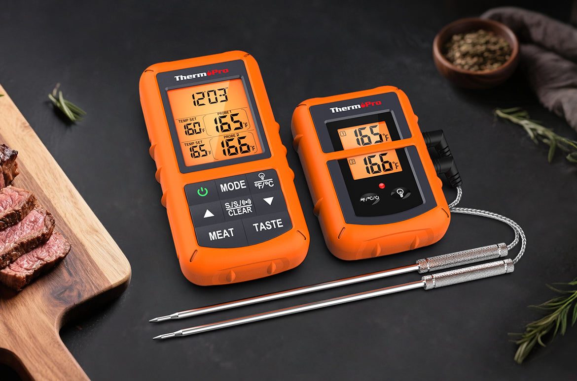 TP20B Orange Wireless Meat Thermometer with 2 Probes