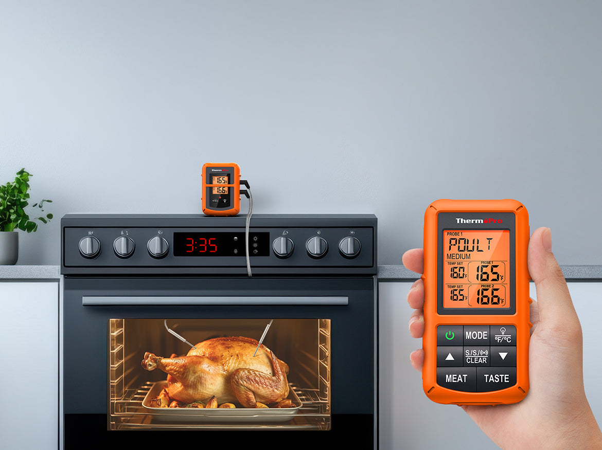 TP20B Orange Wireless Meat Thermometer with 2 Probes