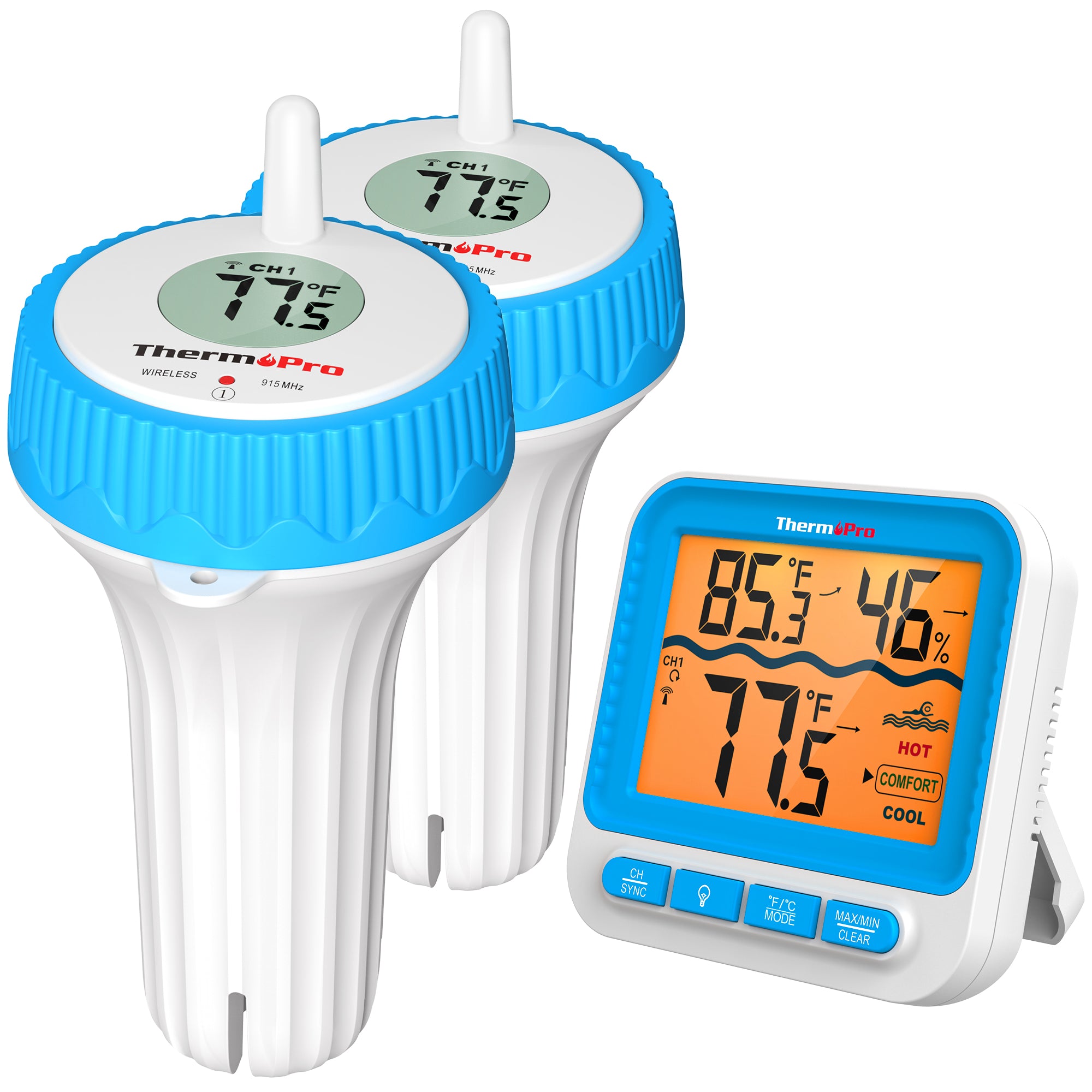 ThermoPro TP211B 2-Pack Digital 500-ft Wireless Pool Thermometer
