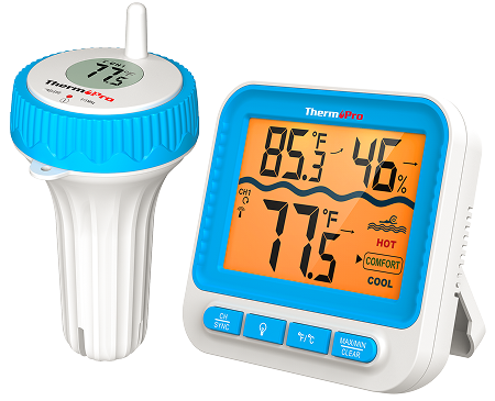 Value Pack: ThermoPro TP211B Digital 500-ft Wireless Pool Thermometer &ThermoPro TP60B Digital Indoor/Outdoor 500-ft Wireless 2-Sensor Hygrometer/Thermometer