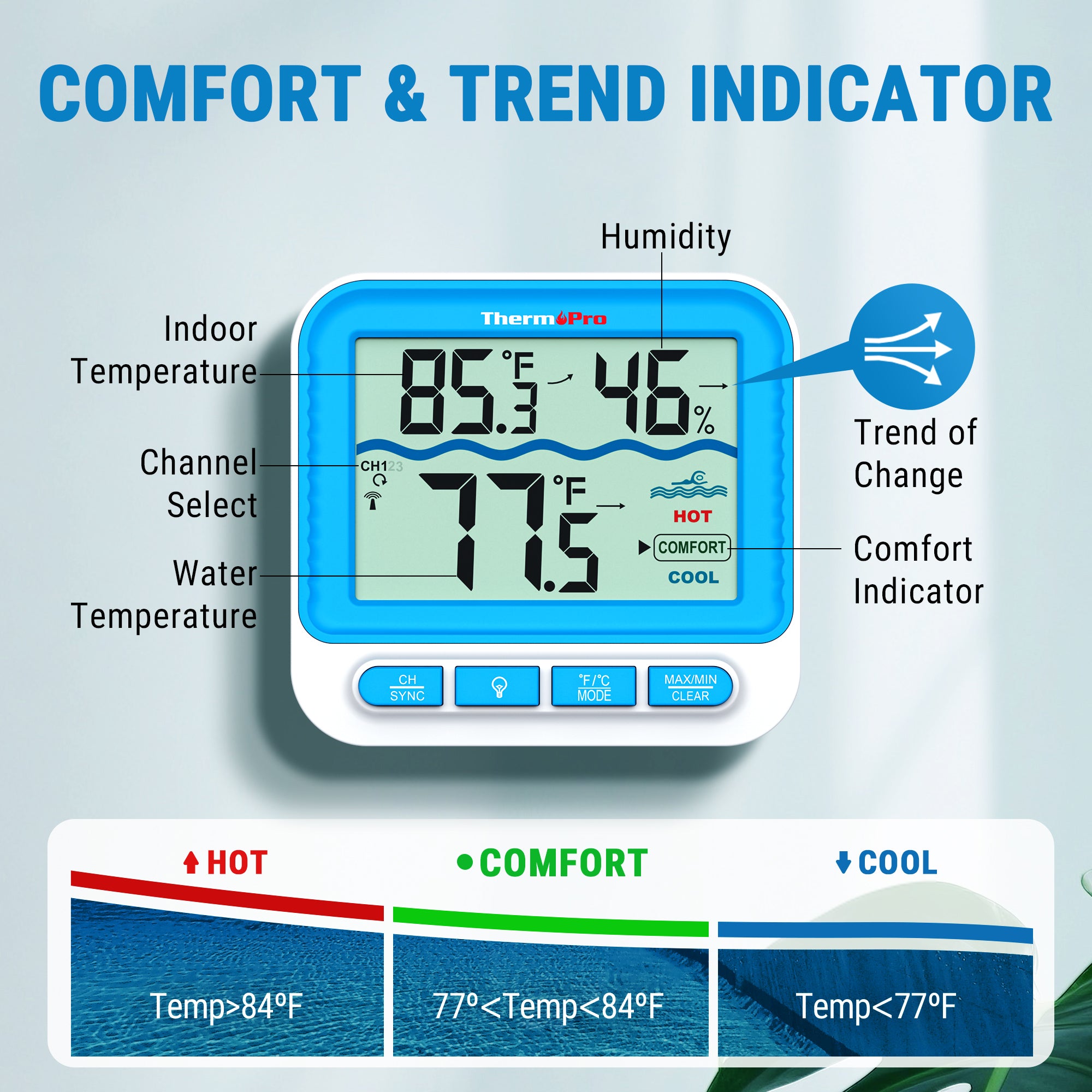 ThermoPro TP211B Digital 500-ft Wireless Pool Thermometer