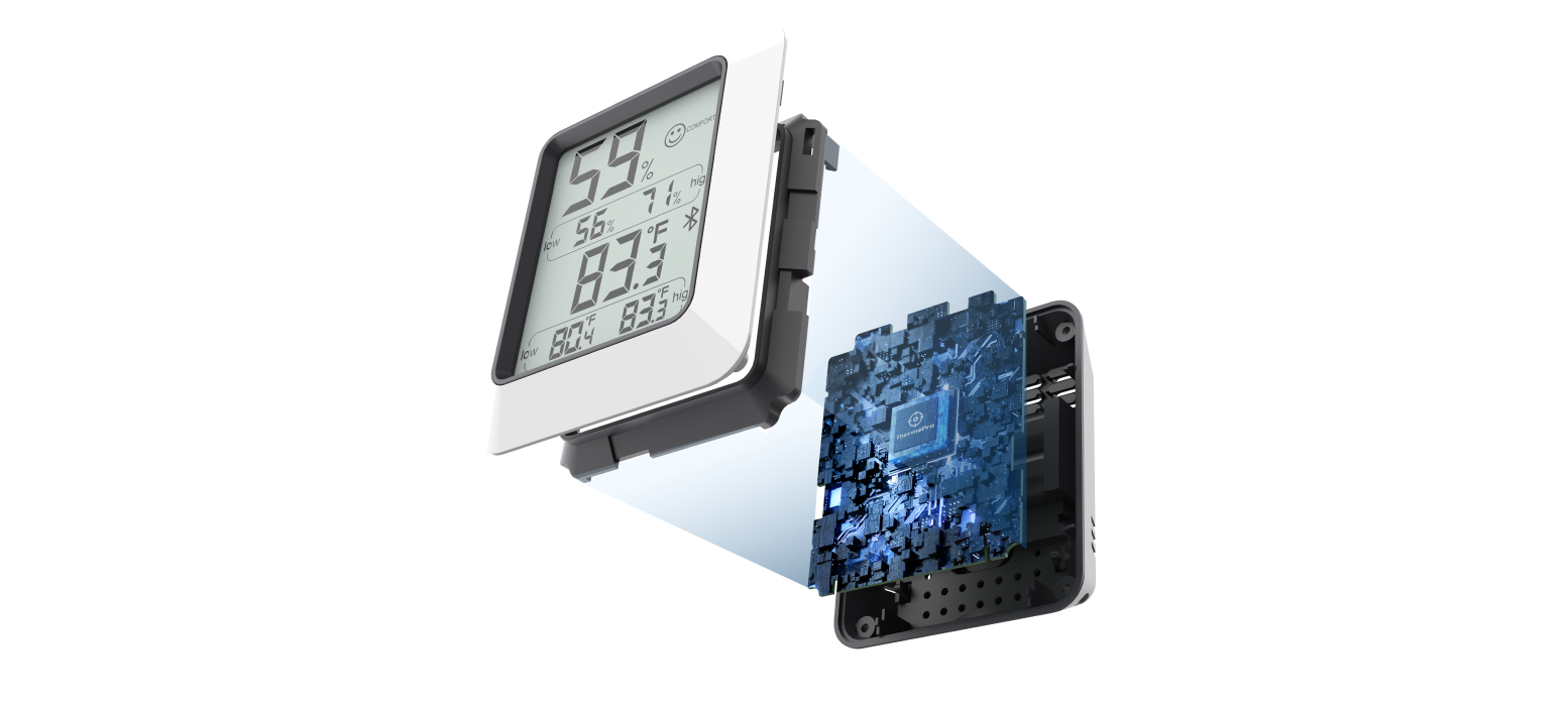 TP350 Lot de 2 thermomètres hygromètres Bluetooth pour la maison
