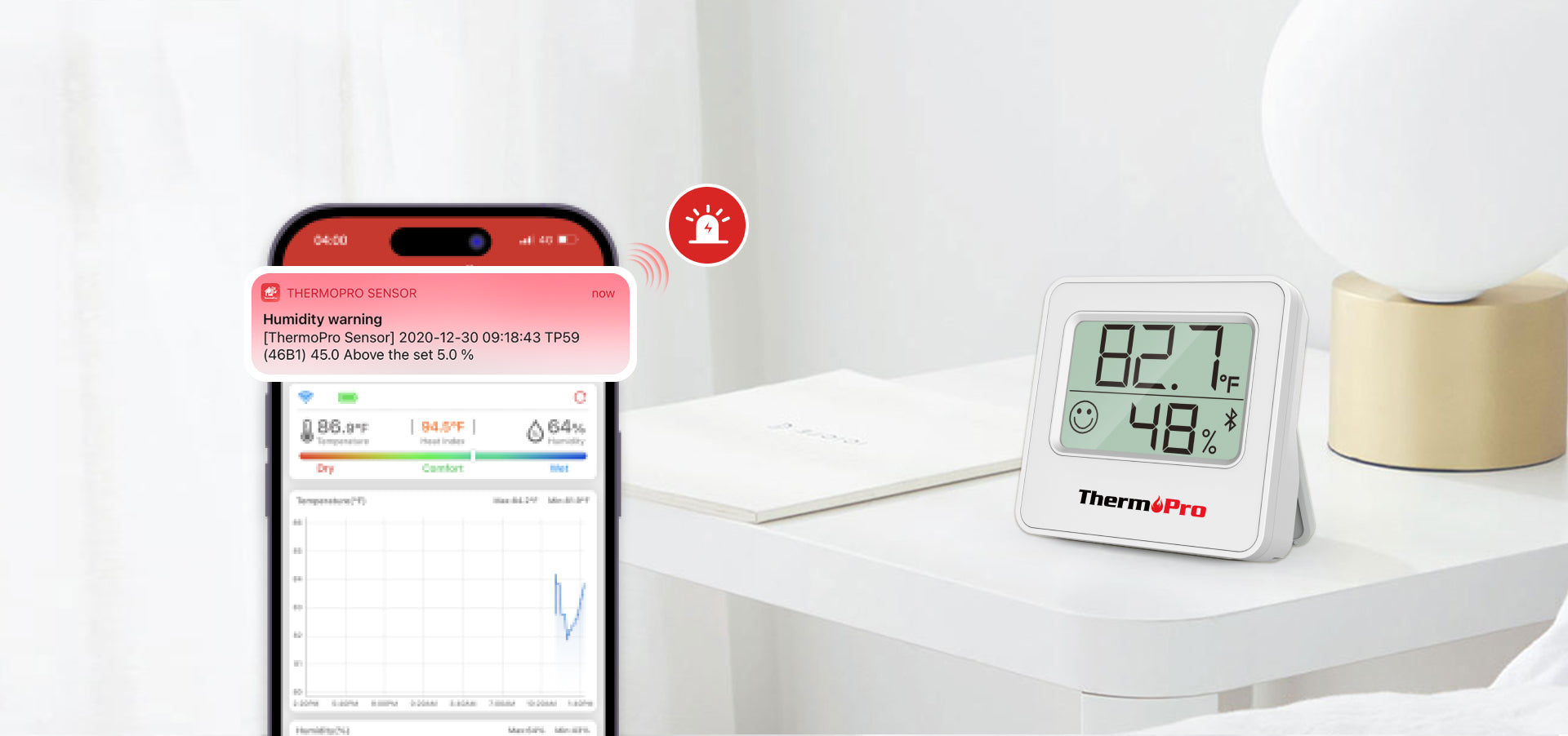 ThermoPro TP357 2-Pack Indoor Bluetooth Hygrometer/Thermometer
