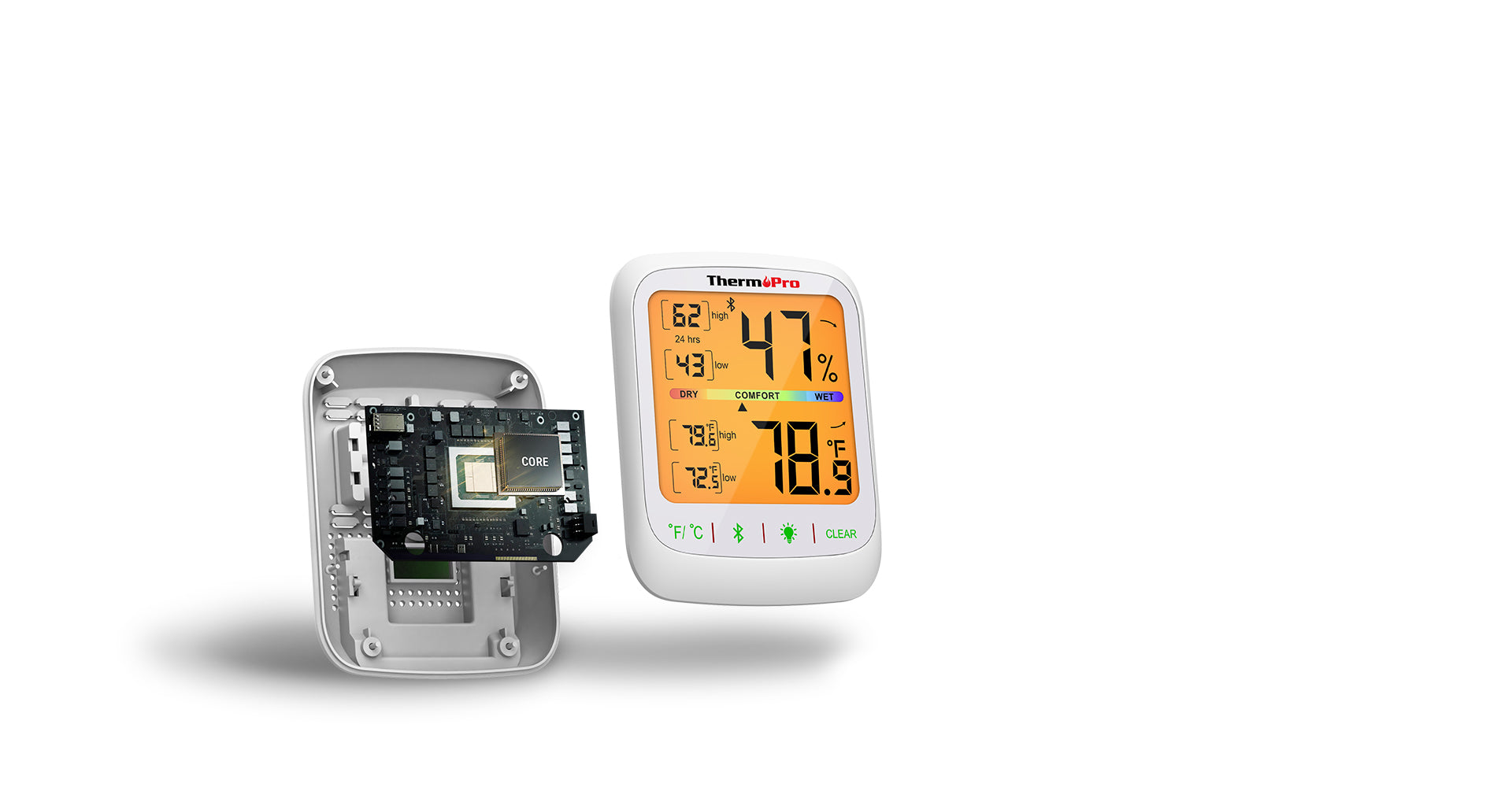 Thermomètre hygromètre d'intérieur Bluetooth TP359, lot de 2