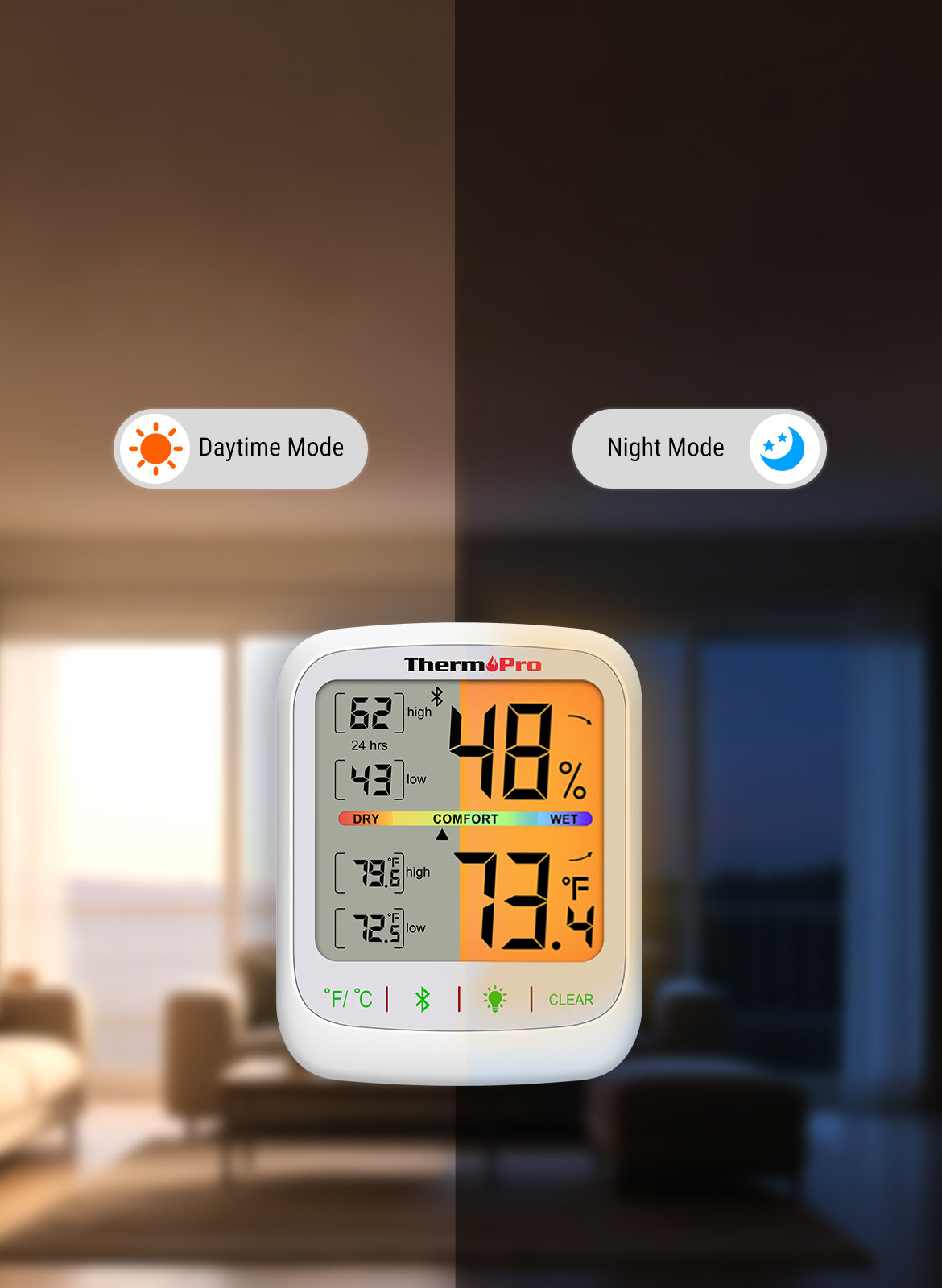 Thermomètre hygromètre d'intérieur Bluetooth TP359, lot de 2