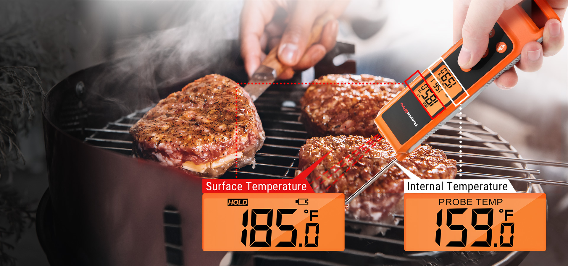 TP420 2-in-1 Instant Read Thermometer for Cooking, Infrared Thermometer
