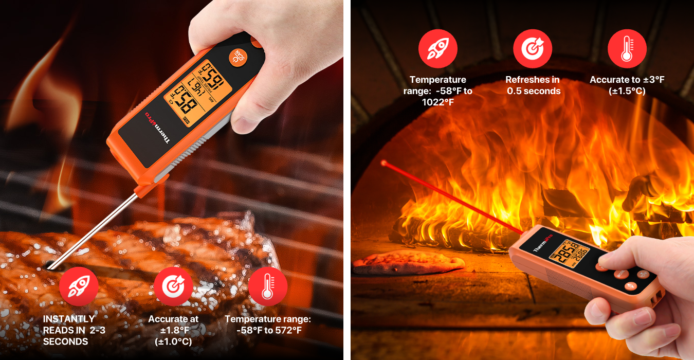 TP420 2-in-1 Instant Read Thermometer for Cooking, Infrared Thermometer