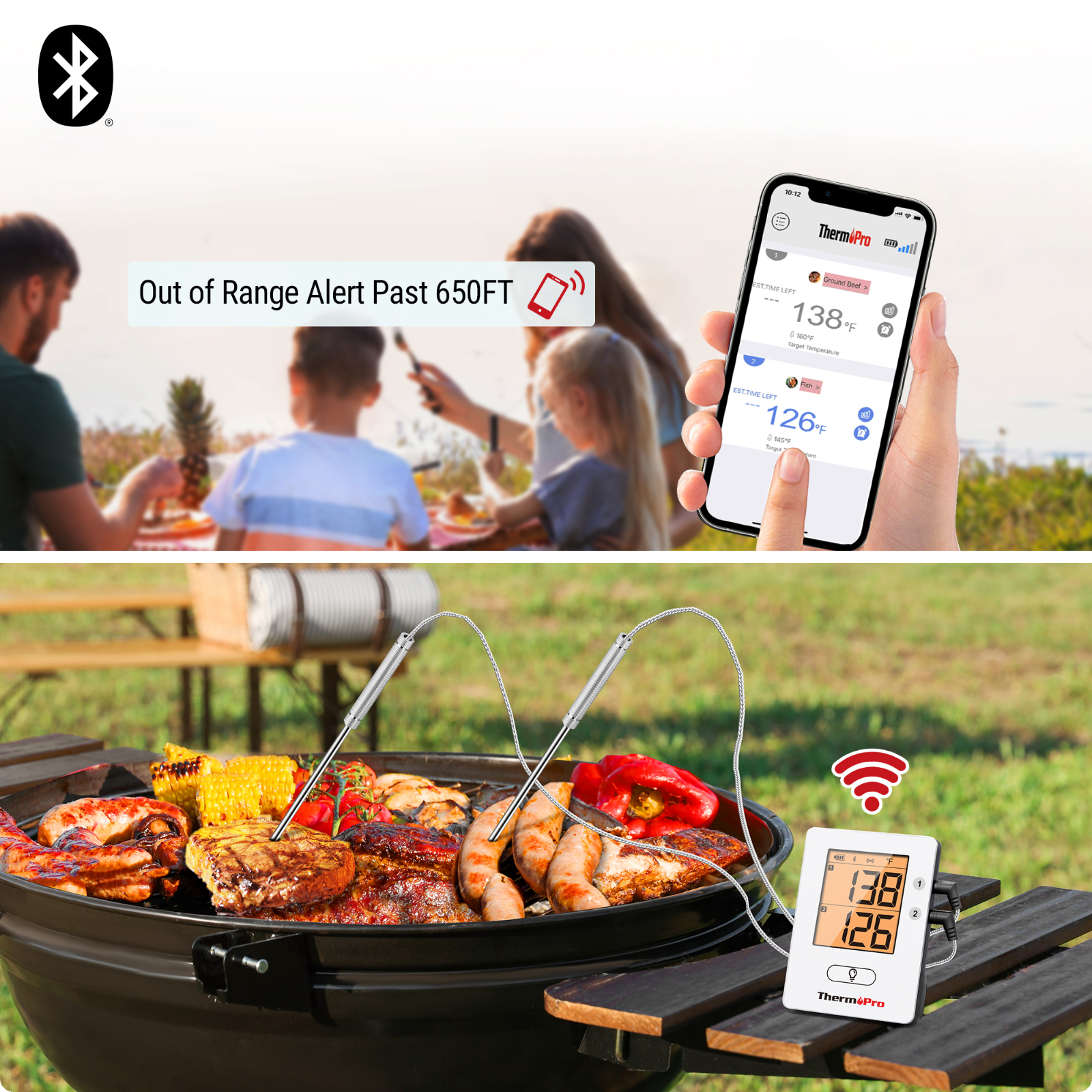 TP910 650FT Bluetooth Meat Thermometer