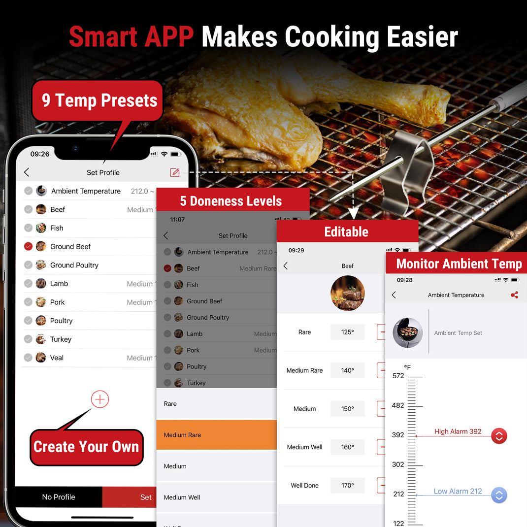 TP910 650FT Bluetooth Meat Thermometer