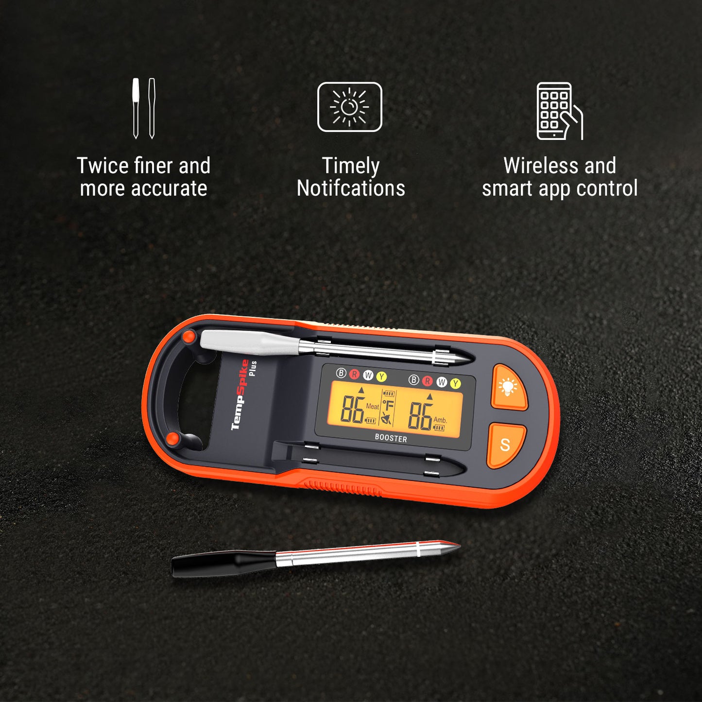Value Pack: TP972 Twin TempSpike Plus Truly Wireless Bluetooth Meat Thermometer – 600ft Range & ThermoPro TP620 Instant-Read Meat Thermometer