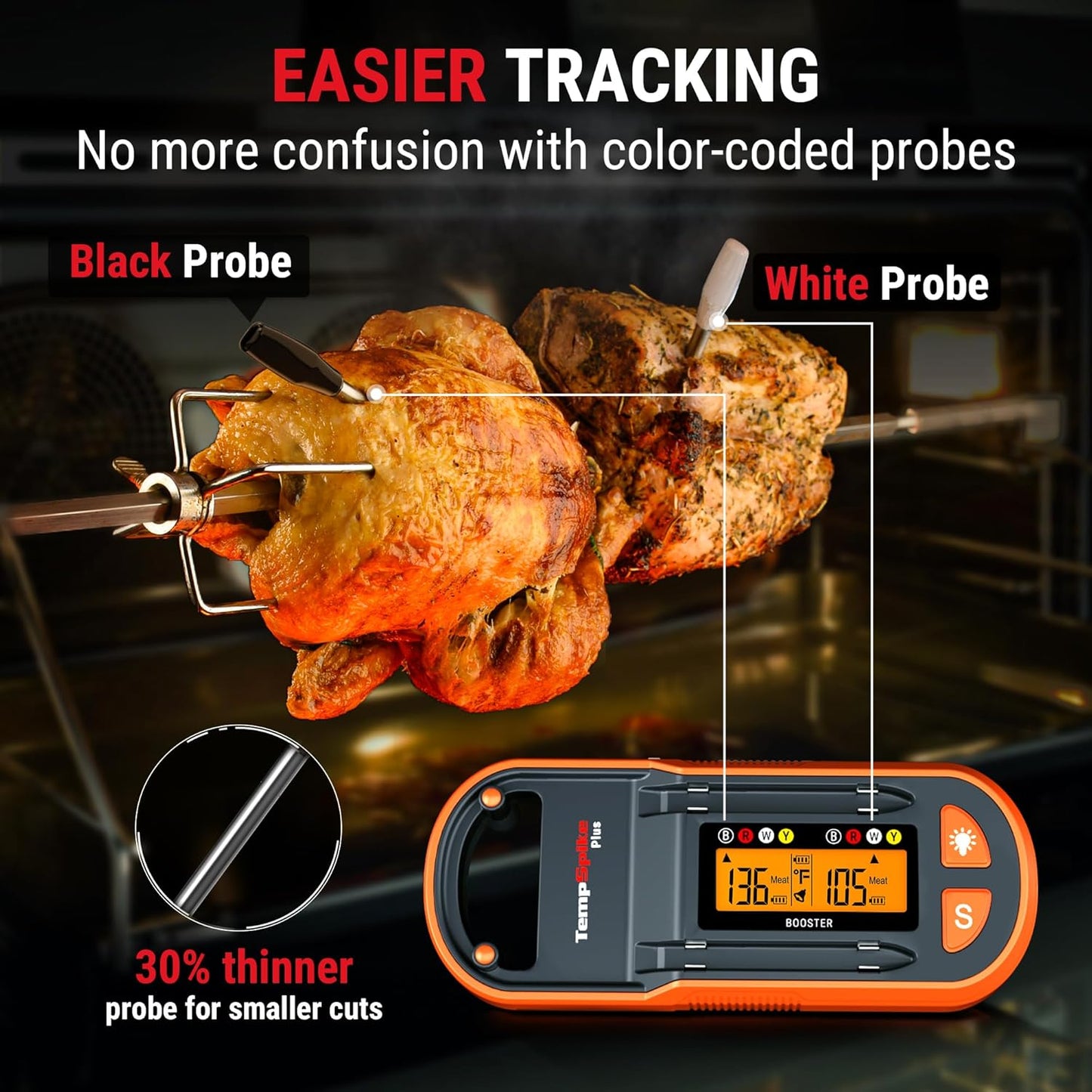 Paquete económico: termómetro inalámbrico para carne con Bluetooth TP972 Twin TempSpike Plus de 182 m y termómetro de lectura instantánea ThermoPro TP620
