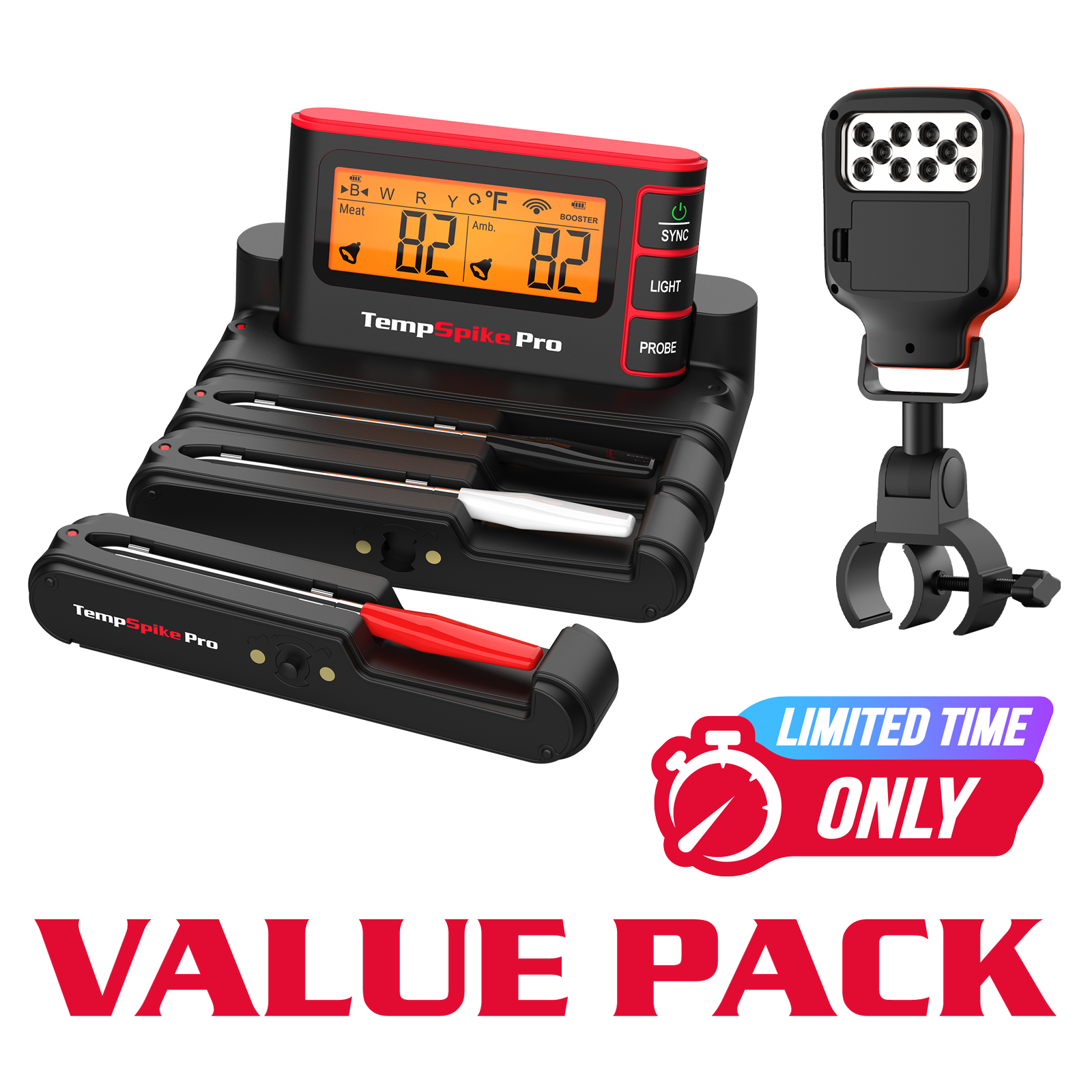 Value Pack: TP980 TempSpike Pro Wi-Fi Meat Thermometer-3 Probes & A100 Grill Lights