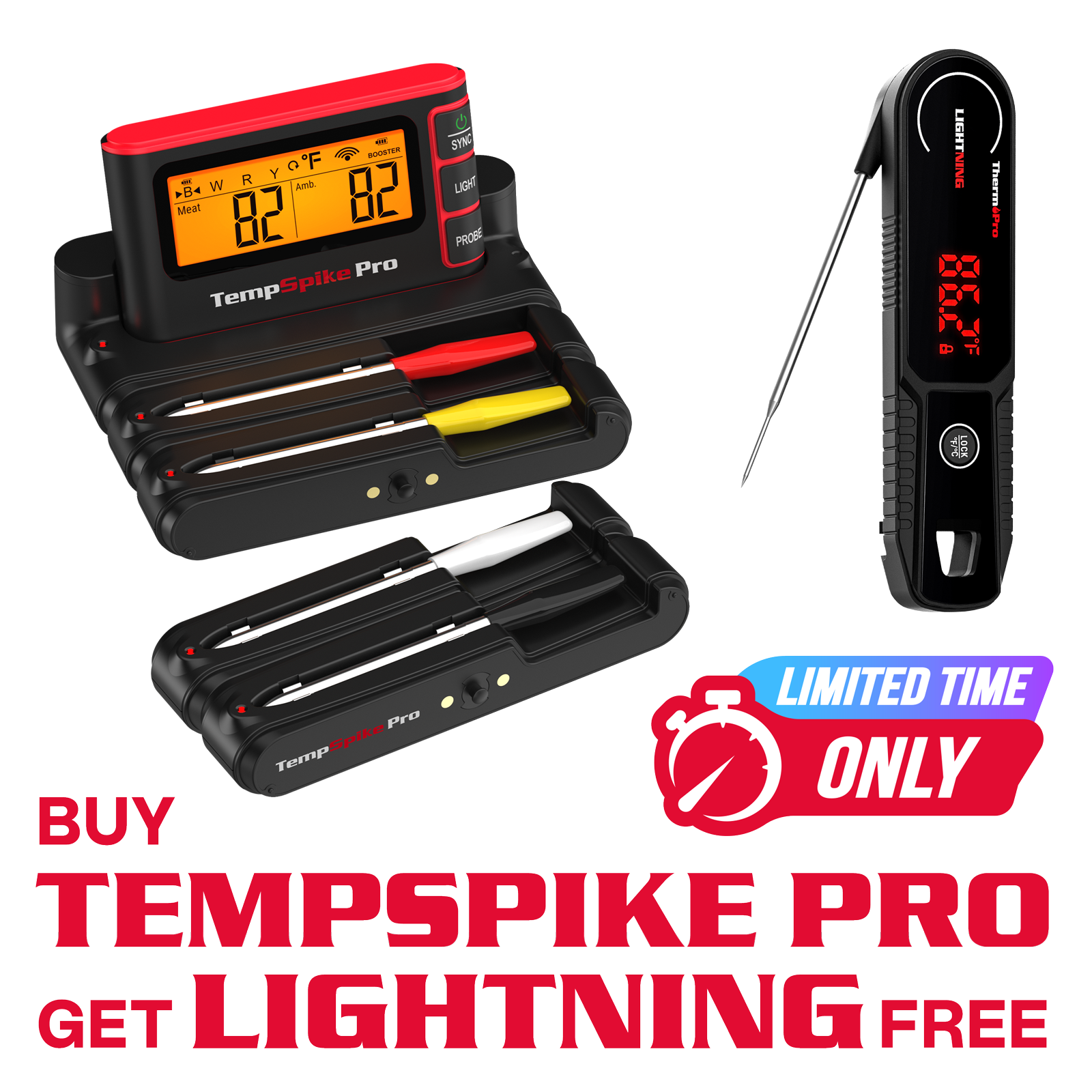 Value Pack: TP980 TempSpike Pro Wi-Fi Meat Thermometer-4 Probes & TP622 Lightning One-Second Instant-Read Meat Thermometer