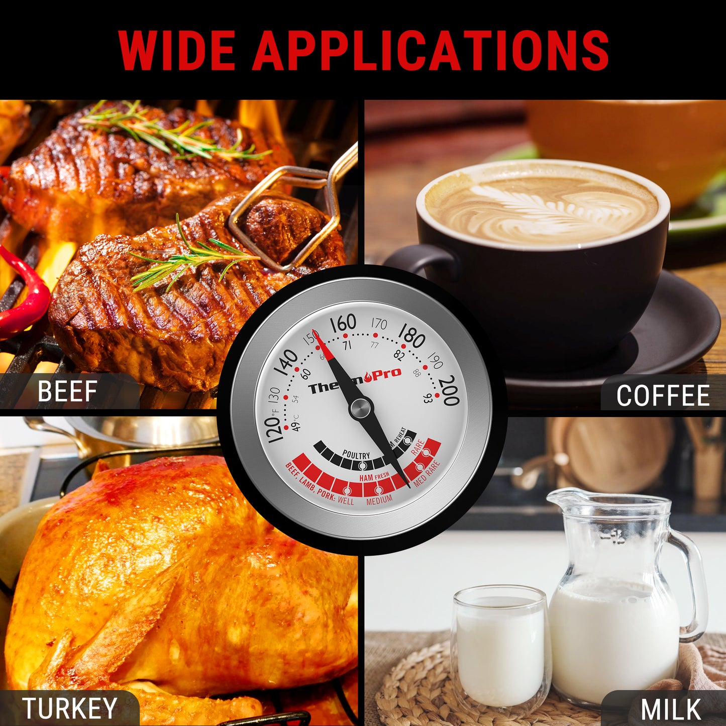 ThermoPro APT200-12A Instant Read Meat Thermometer with 5.1'' Stainless Steel Probe
