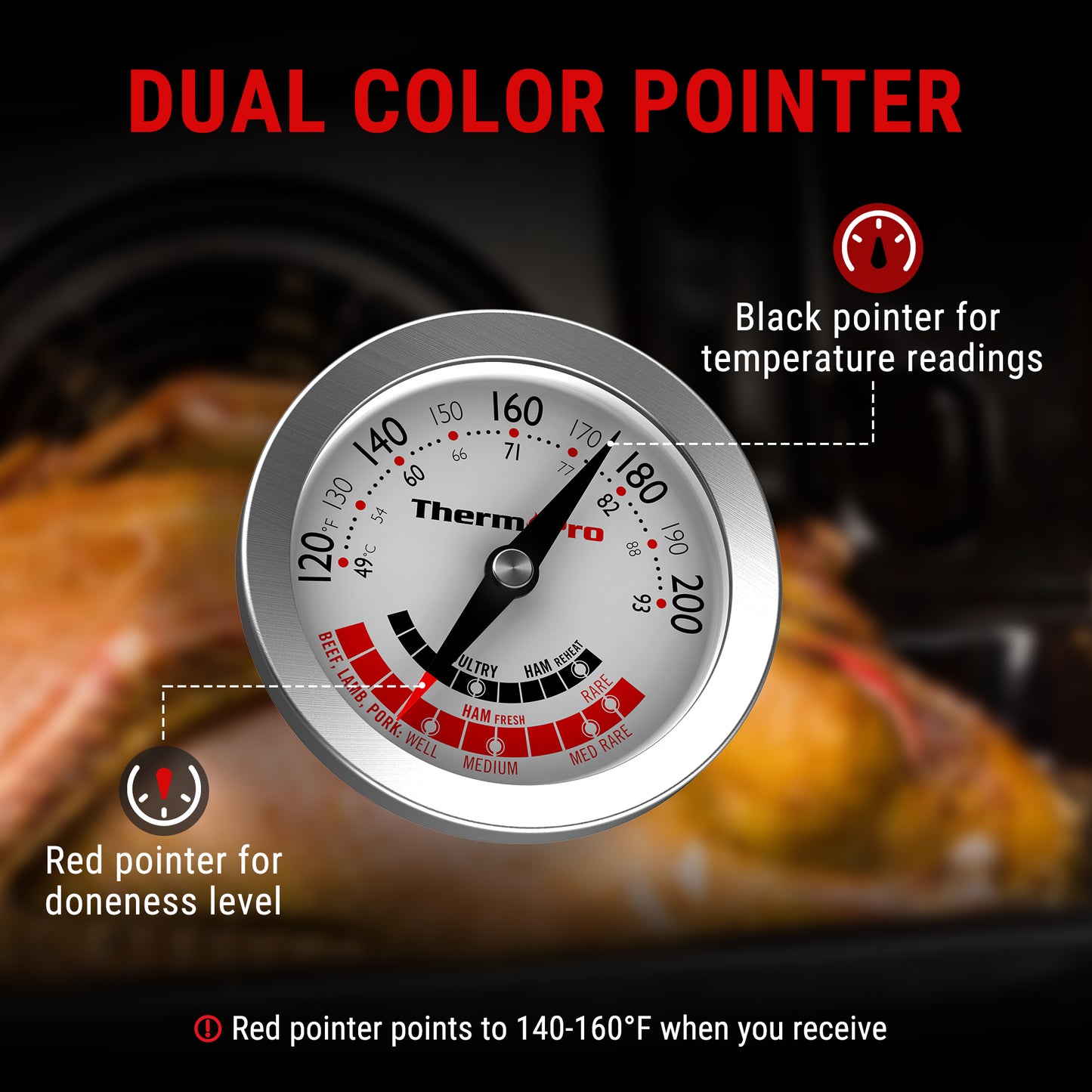 ThermoPro APT200-12A Instant Read Meat Thermometer with 5.1'' Stainless Steel Probe