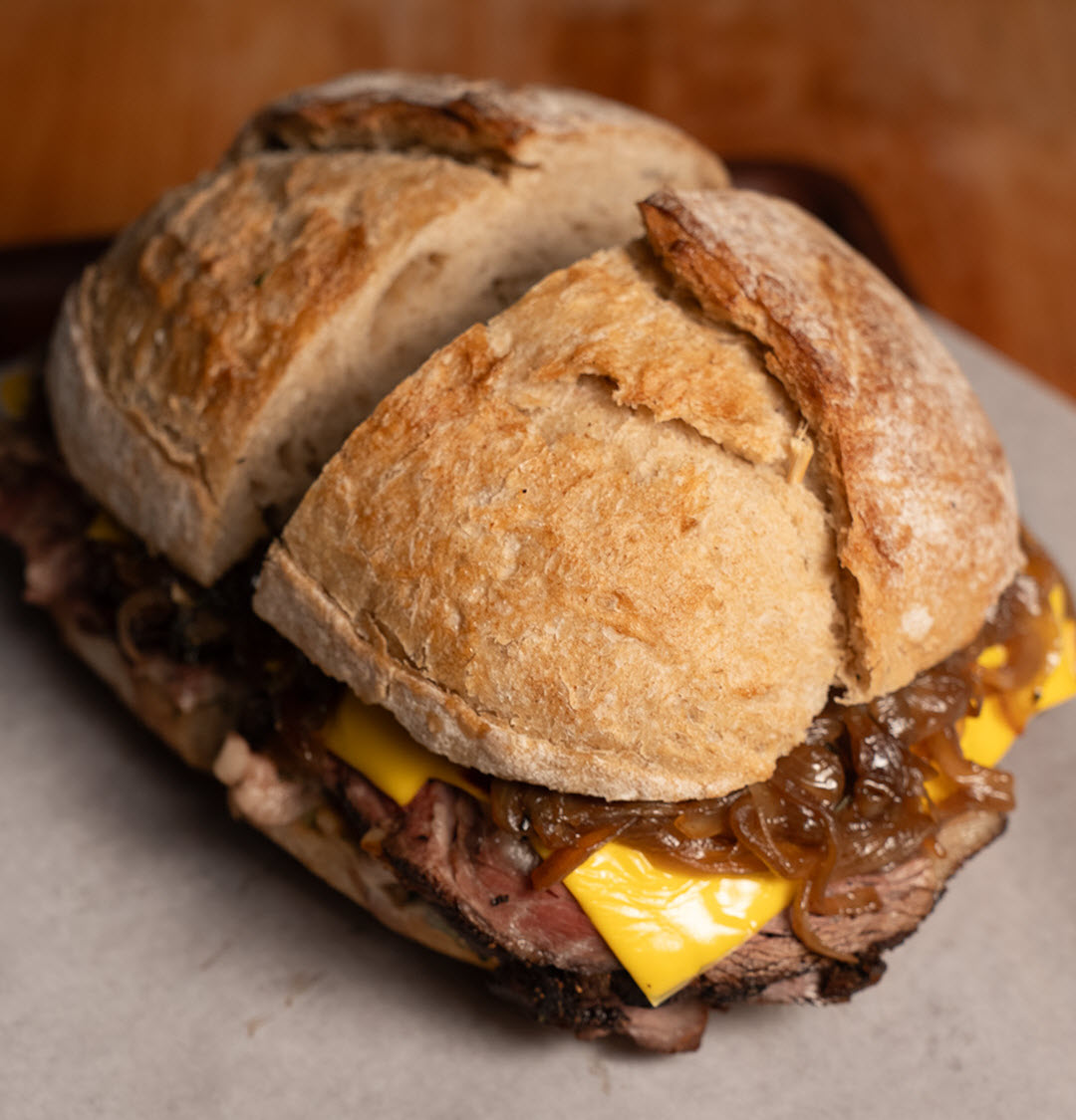 Roast Beef Cheddar Melt Sandwich