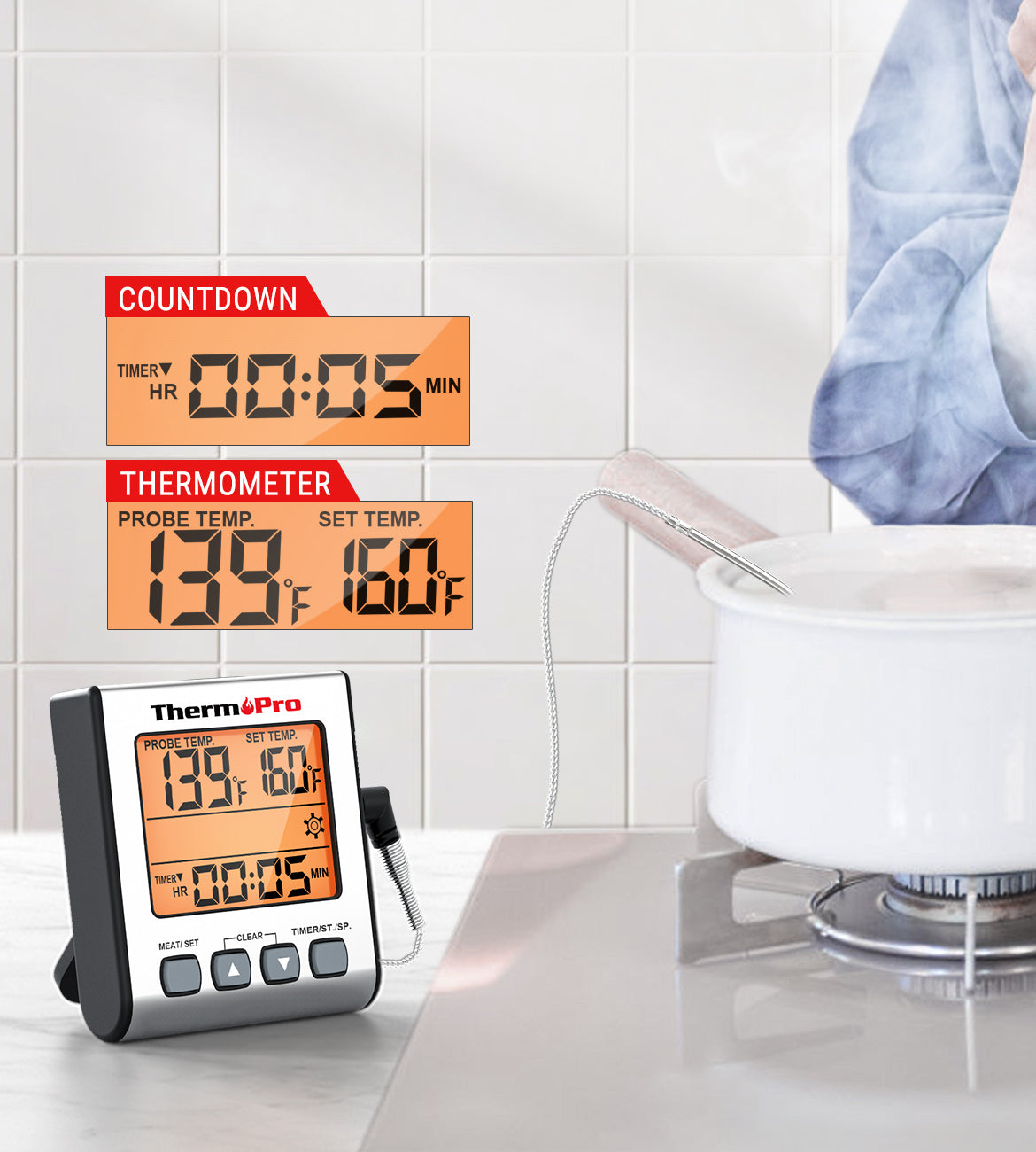 Thermomètre à viande sans rinçage TP16S