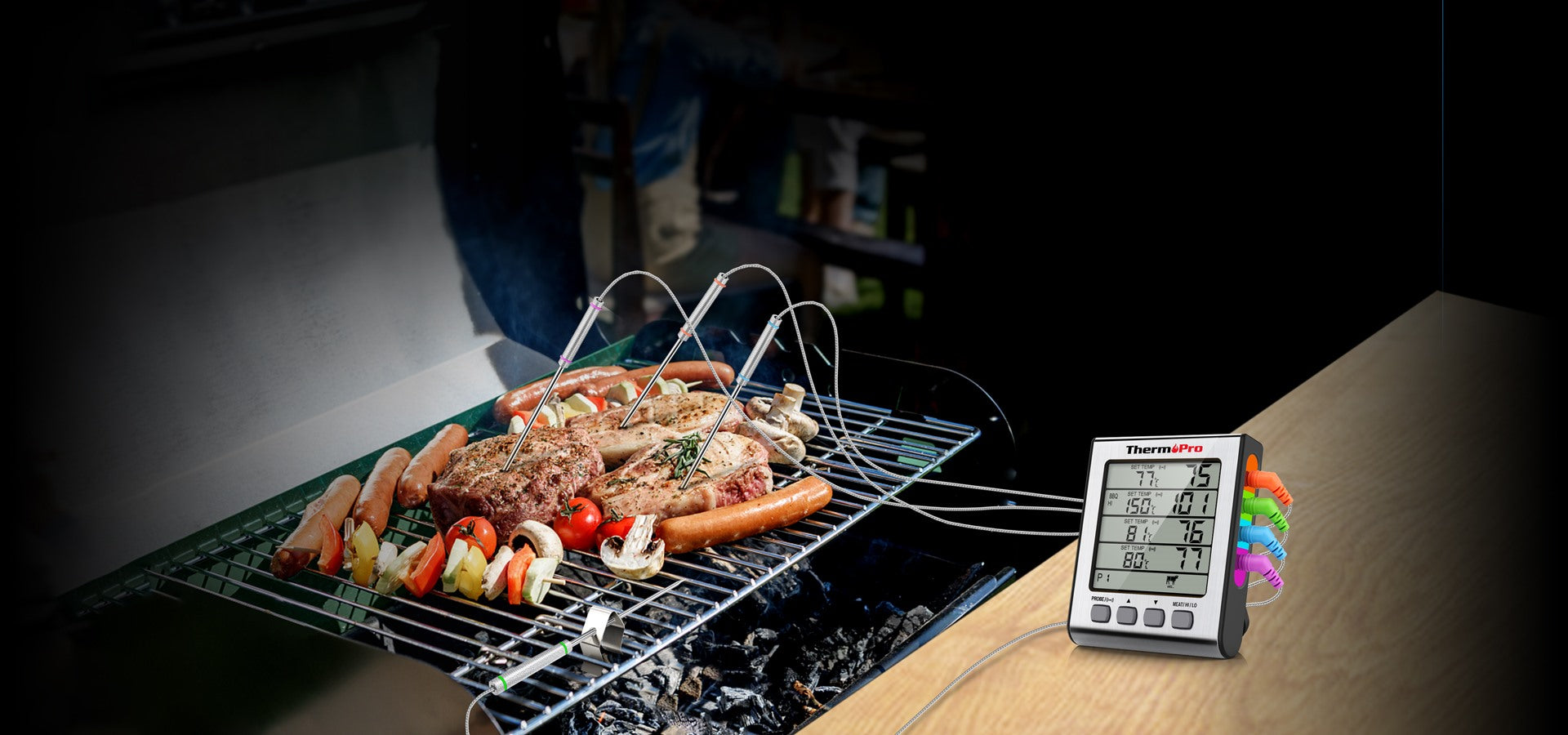 TP17H Leave-In 4-Probes Meat Thermometer