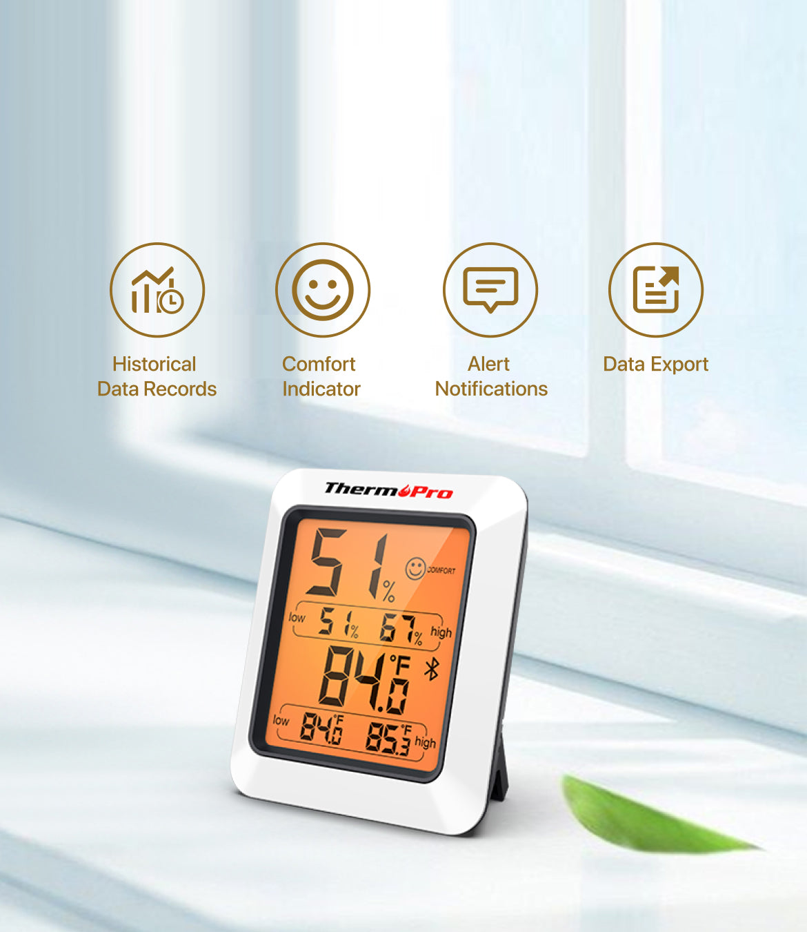TP350 Lot de 2 thermomètres hygromètres Bluetooth pour la maison
