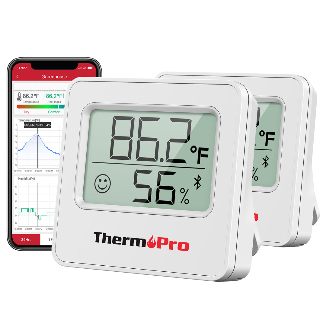 ThermoPro TP357 2-Pack Indoor Bluetooth Hygrometer/Thermometer