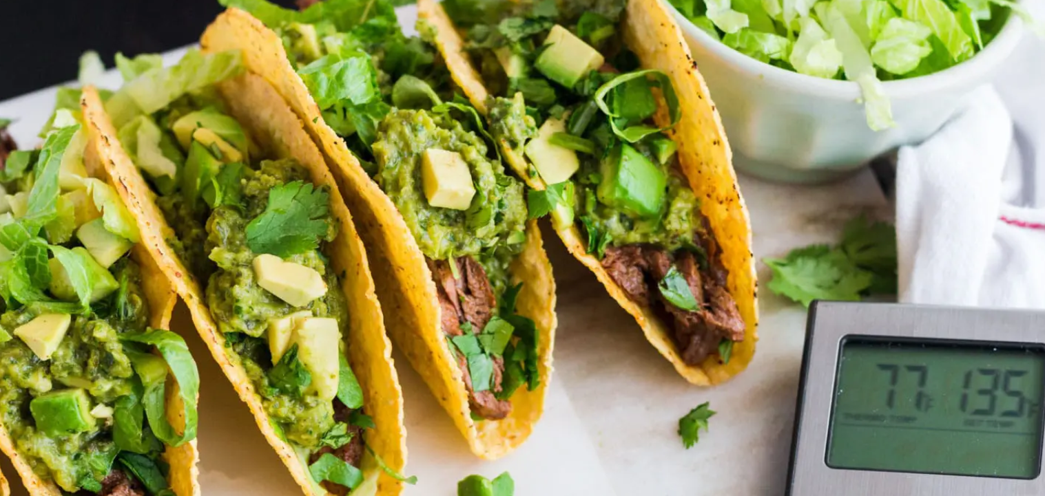 Crunchy Steak Tacos with Poblano Sauce