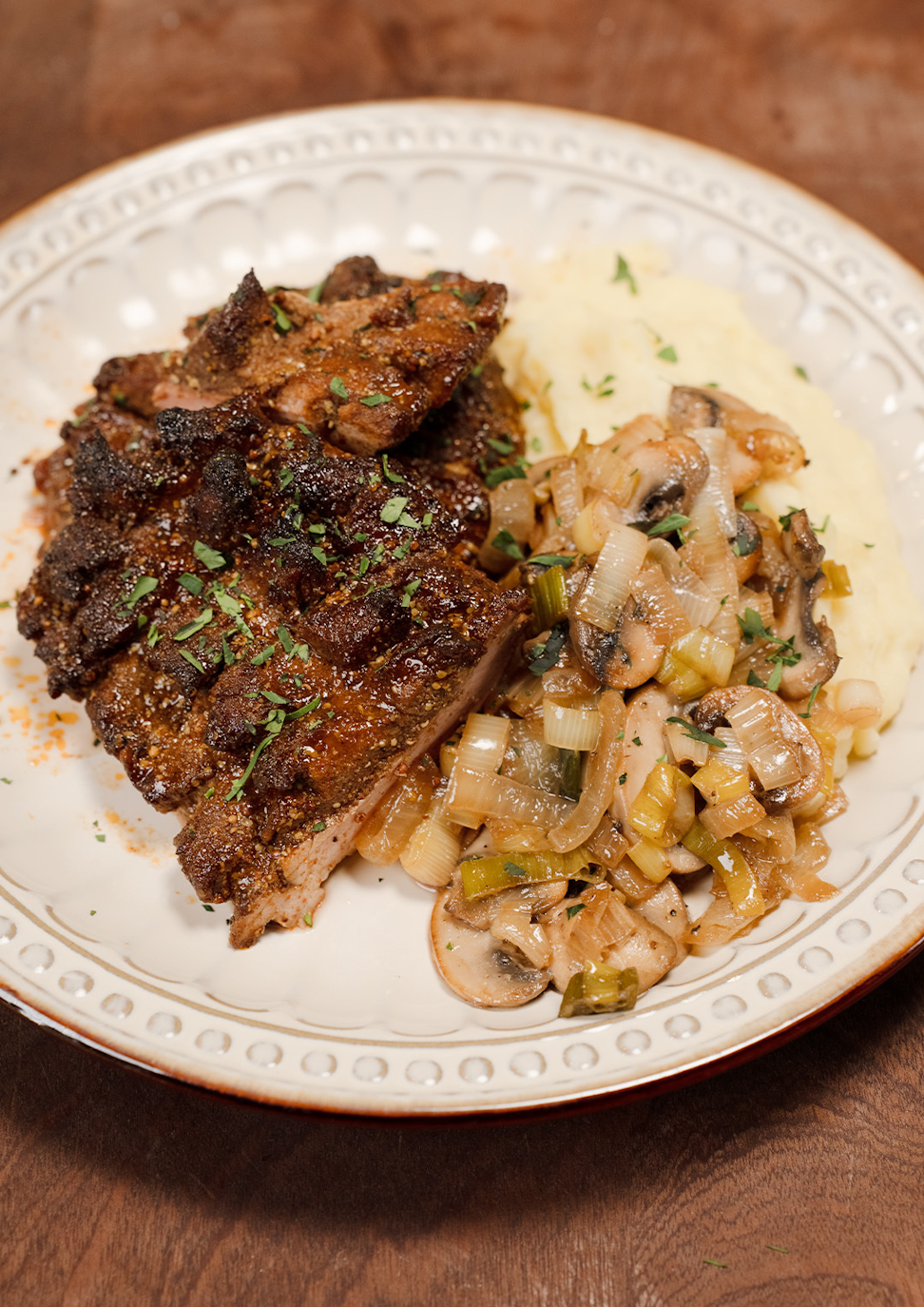 Glazed Pork Tenderloin with Mashed Potatoes