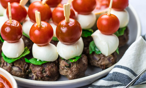 Caprese Meatball Skewers