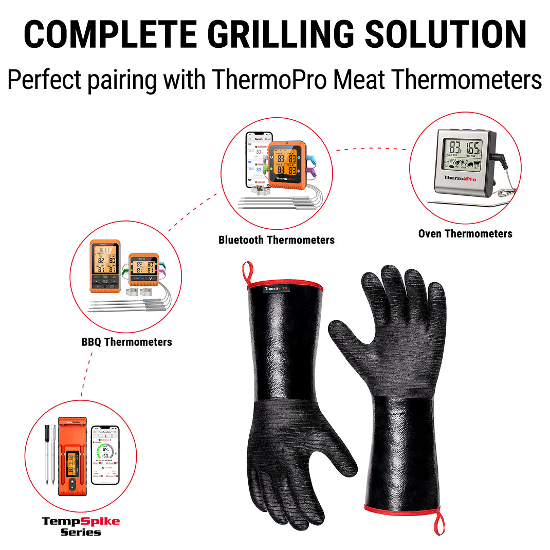 Pack économique : thermomètre à viande Bluetooth TP972 Twin TempSpike Plus et gants de barbecue résistants à la chaleur TP100