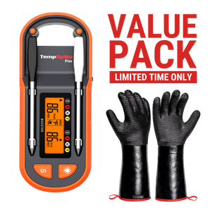 Value Pack: ThermoPro TP972 Twin TempSpike Plus 600-ft Bluetooth Meat Thermometer & ThermoPro TP100 Heat Resistant BBQ Gloves