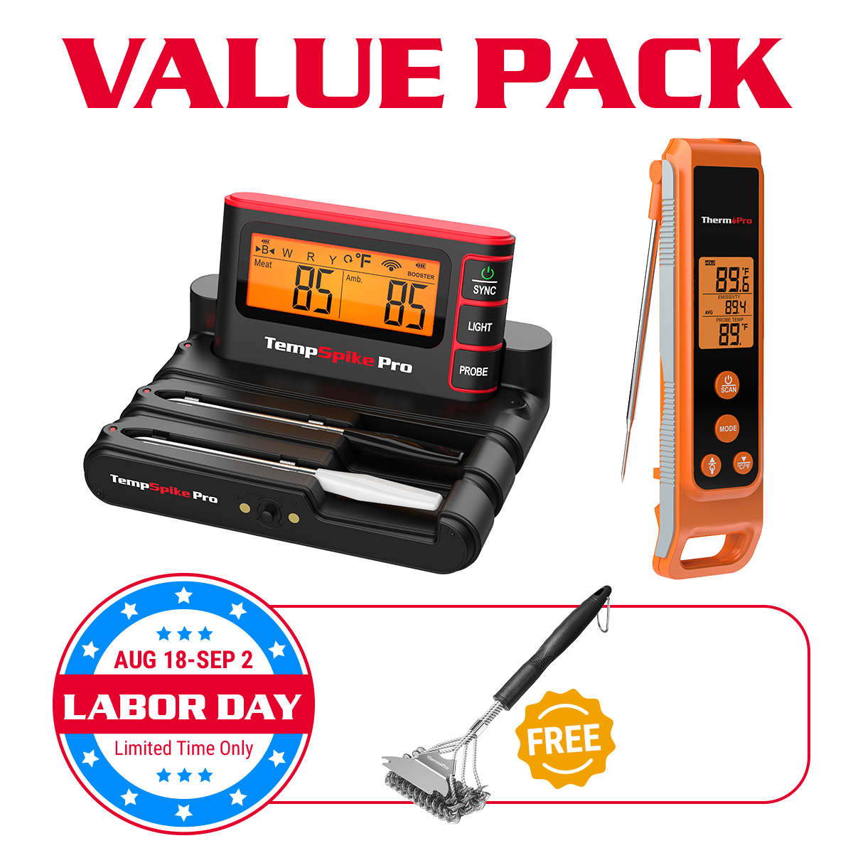 Value Pack: TP980 TempSpike Pro Wi-Fi Meat Thermometer-2 Probes & TP420 2-in-1 Instant Read Thermometer