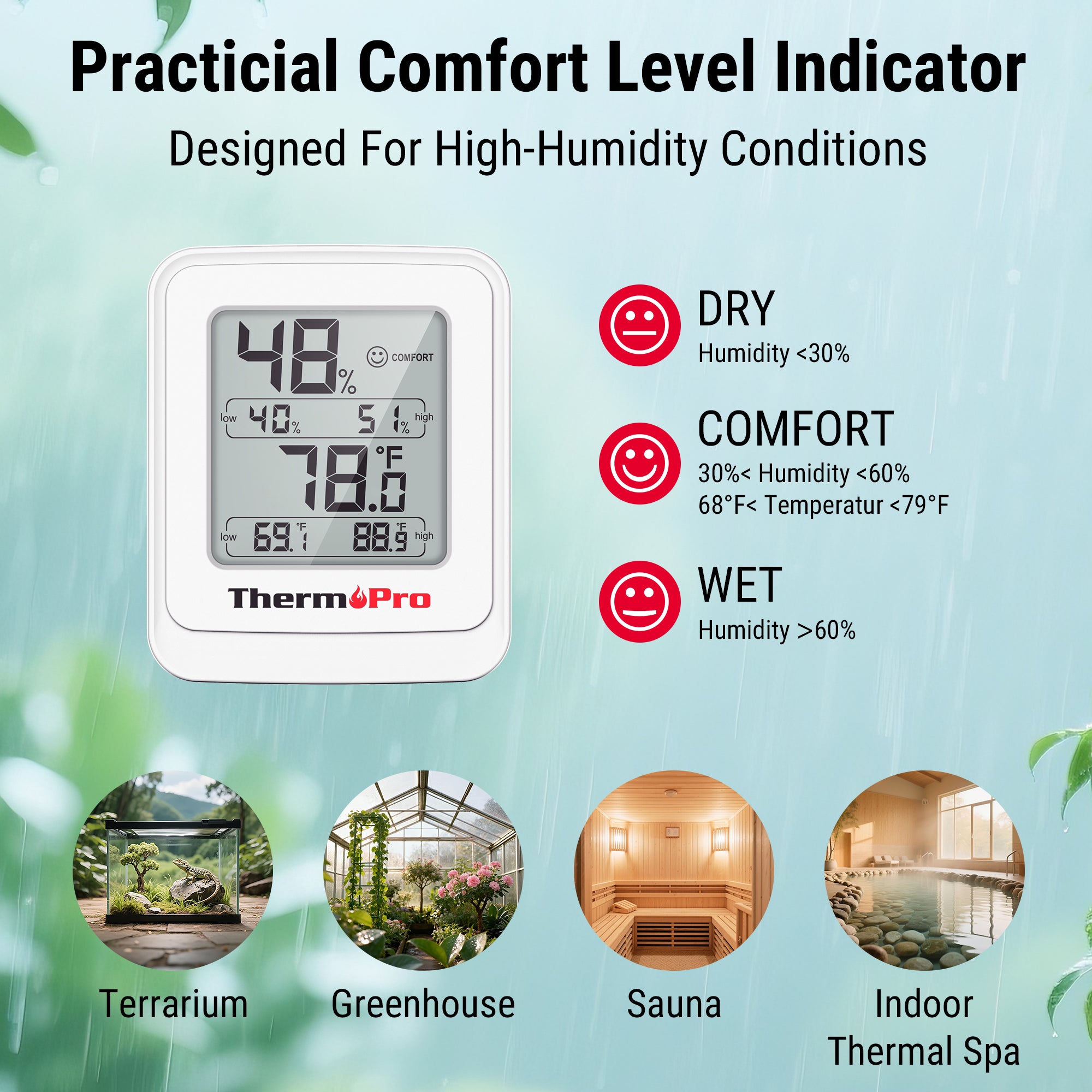 ThermoPro TP150 Greenhouse Thermometer Hygrometer