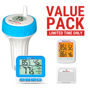 Value Pack: ThermoPro TP211B Digital 500-ft Wireless Pool Thermometer & ThermoPro TP260B Indoor/Outdoor 1,000-ft Wireless Hygrometer/Thermometer