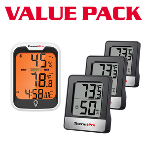 Value Pack: ThermoPro Hygrometer TP358 & ThermoPro Hygrometer TP49B 3-Pack