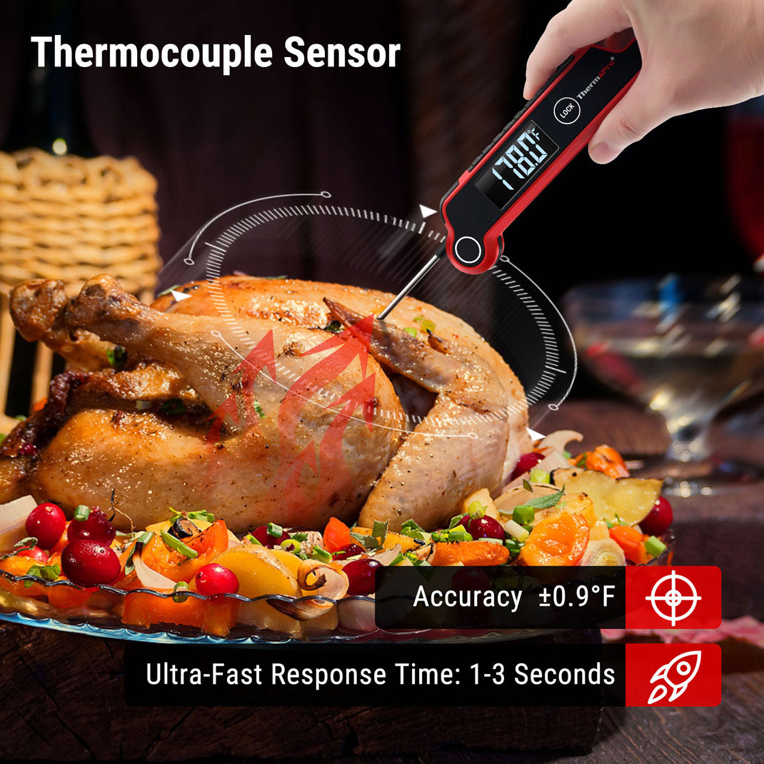 Pack économique : thermomètre à viande à lecture instantanée TP620 et gants de barbecue résistants à la chaleur TP100 (932 °F)