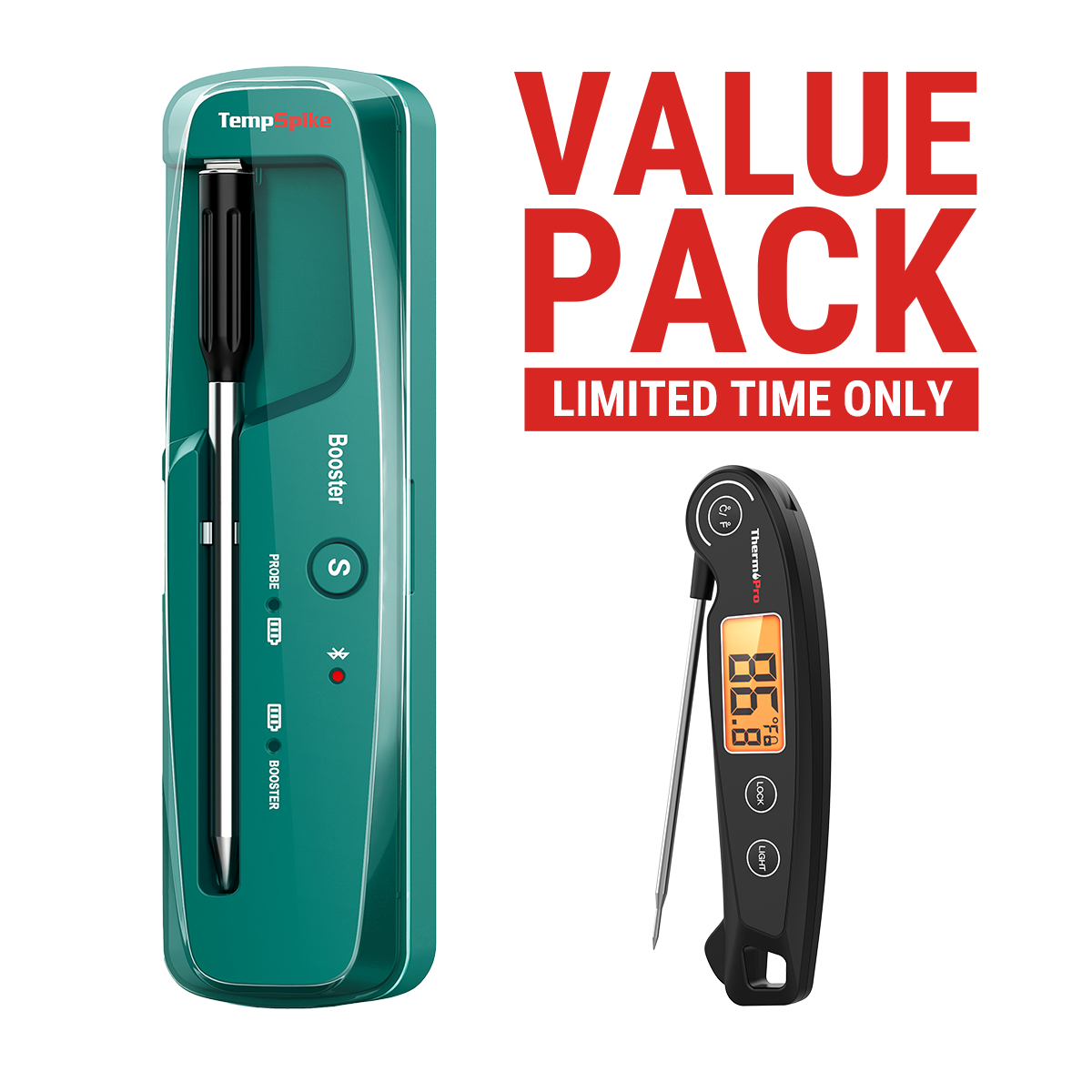 Pack avantageux : Thermomètre à viande sans fil Bluetooth TempSpike TP961 (portée de 150 m) et thermomètre à viande à lecture instantanée ThermoPro TP605