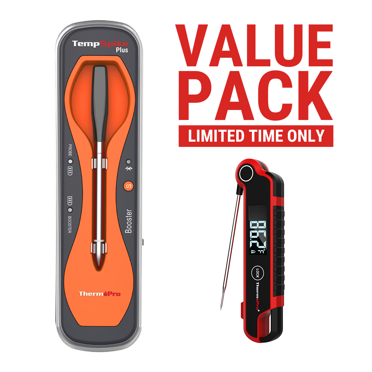 Pack avantageux : Thermomètre à viande sans fil Bluetooth TempSpike Plus TP970 (portée de 183 m) et thermomètre à viande à lecture instantanée ThermoPro TP620