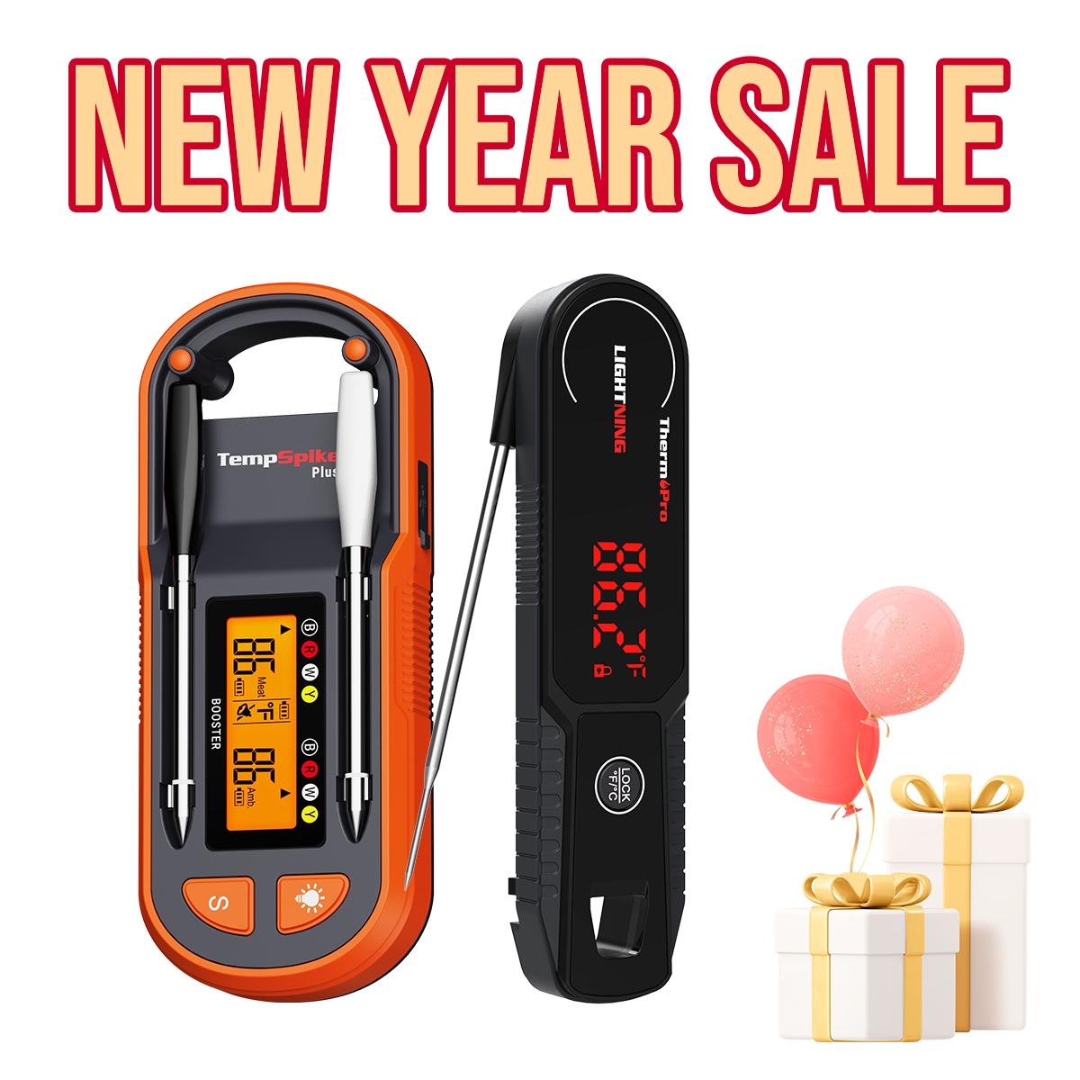 Value Pack: TP972 Twin TempSpike Plus Truly Wireless Bluetooth Meat Thermometer – 600ft Range & ThermoPro TP622 Lightning Instant-Read Meat Thermometer
