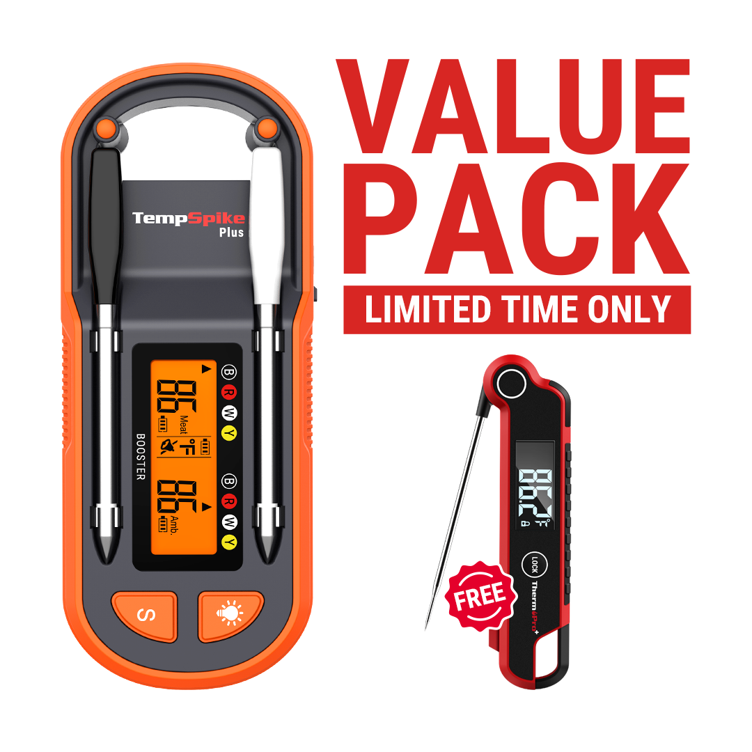Paquete económico: termómetro inalámbrico para carne con Bluetooth TP972 Twin TempSpike Plus de 182 m y termómetro de lectura instantánea ThermoPro TP620