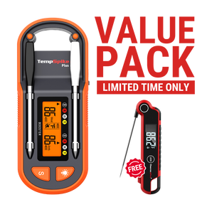 Value Pack-TP972 Twin TempSpike Plus 600-ft Bluetooth Wireless Meat Thermometer & ThermoPro TP620 Instant-Read Meat Thermometer