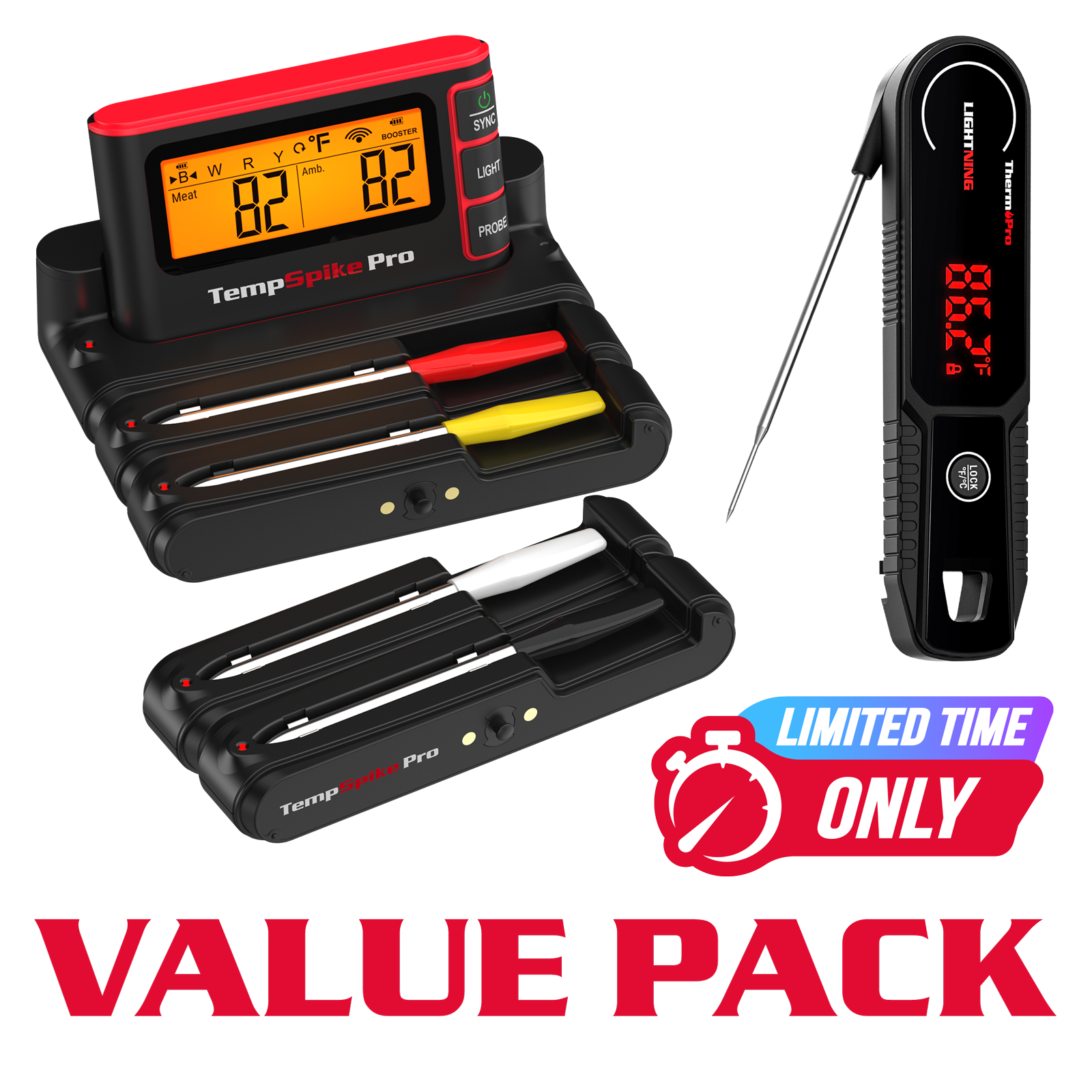 Value Pack: TP980 TempSpike Pro Wi-Fi Meat Thermometer-4 Probes & TP622 Lightning One-Second Instant-Read Meat Thermometer